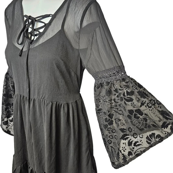 Band of Gypsies Layered Dress Velvet Black Size Small - Picture 6 of 7